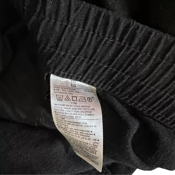Old Navy Black Linen Blend Shorts XL Elastic Waistband Drawstring Loose Fit Pant - Picture 5 of 5